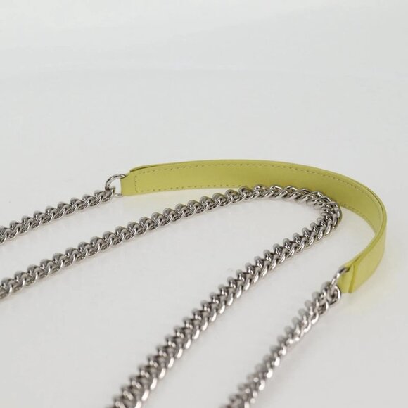 CHANEL Chain Shoulder Bag Leather 2way Yellow CC Auth 130486M - Picture 10 of 14